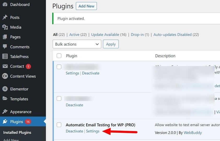 Automatic Email Testing for WP PRO plugin settings